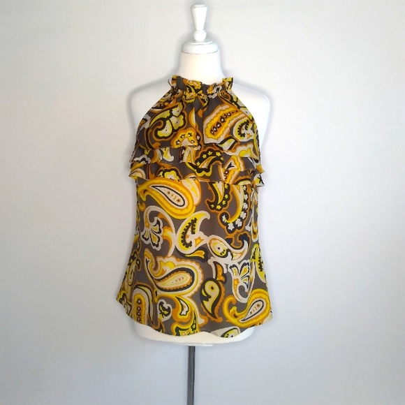 Banana Republic Tops - Yellow Paisley Ruffled Sleeveless Top Size M